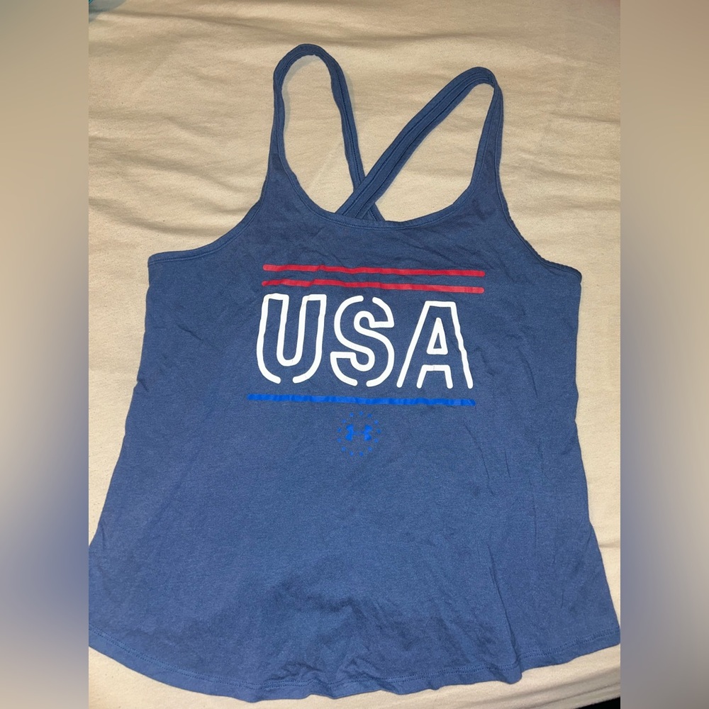 Blue USA Tank Top- Underarmour